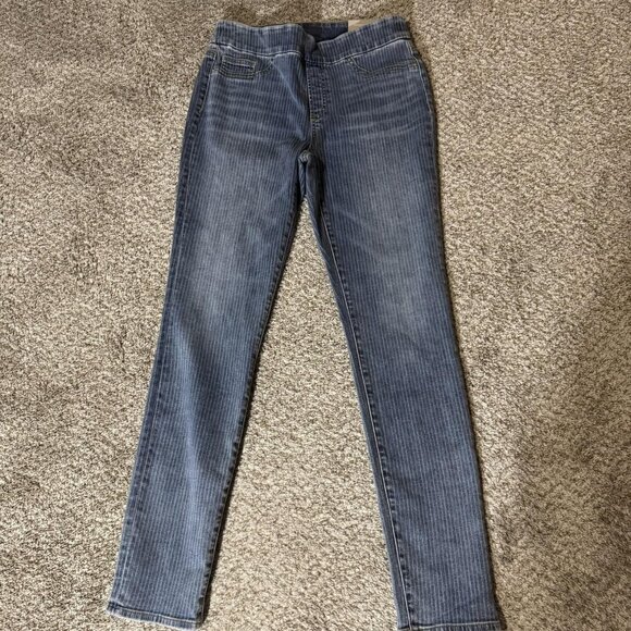 Chico's Pants Womens 0R US 4R Blue Jeggings Pinstripe Pull-On Stretch Denim - Picture 1 of 11